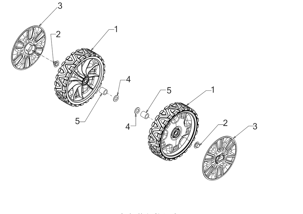 Wheels Diagram and Parts List for 1X21-INCHHP (31AS2S5C710)(2016) Cub Cadet Snow Blower